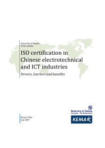 ISO certification in Chinese electrotechnical and ICT industries