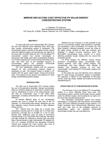 mirror reflecting cost effective pv solar energy concentrating system