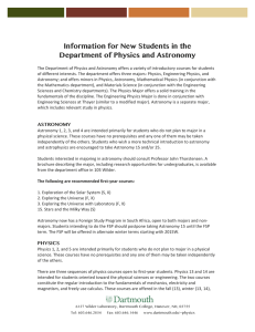 Information for New Students in the Department of Physics and