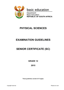physical sciences examination guidelines senior certificate