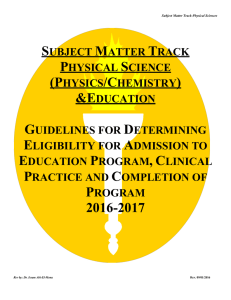 SUBJECT MATTER TRACK PHYSICAL SCIENCE (PHYSICS