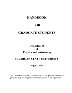 handbook for graduate students - MSU Department of Physics and