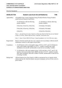 Sealed Lead Acid Aircraft Batteries