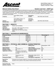 Material Safety Data Sheet Sealed Lead Acid - Smith-Root
