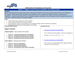 Mathematics Pacing Resource Document