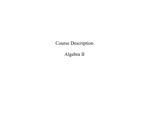 Course Description Algebra II
