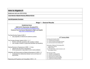 Introduction to Algebra II Unit 5