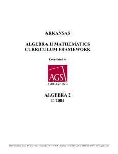 arkansas algebra ii mathematics curriculum framework algebra 2