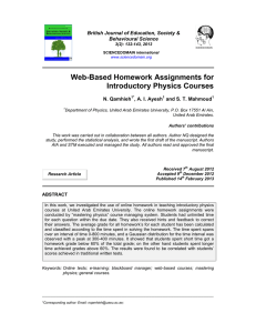 Web-Based Homework Assignments for Introductory Physics Courses