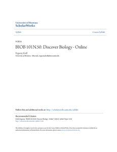 BIOB 101N.50: Discover Biology - Online