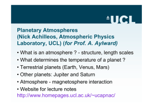 Planetary Atmospheres (Nick Achilleos, Atmospheric Physics