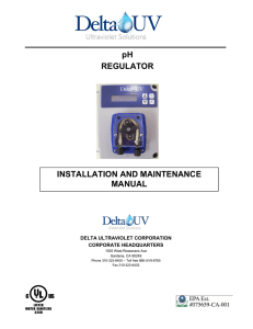 pH REGULATOR INSTALLATION AND MAINTENANCE