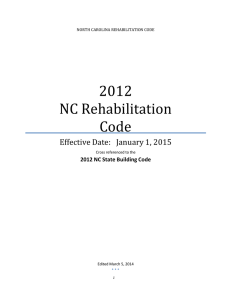 2012 NC Rehabilitation Code