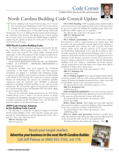 Code Corner - North Carolina Home Builders Association