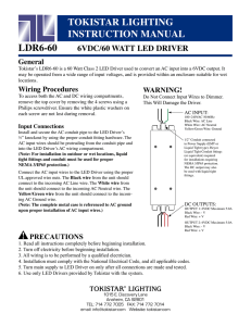tokistar lighting instruction manual ldr6-60