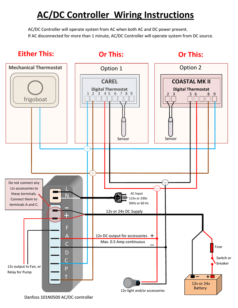 AC/DC Controller Wiring Instructions + - Coastal Cool-Aids emerson digital thermostat wiring diagram 