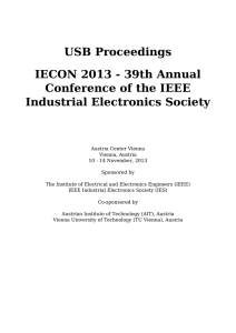 USB Proceedings IECON 2013 - 39th Annual Conference of the