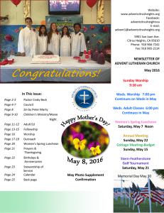 May Photo Supplement Confirmation NEWSLETTER OF ADVENT