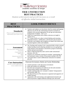 TIER 1 INSTRUCTION BEST PRACTICES BEST PRACTICES LOOK