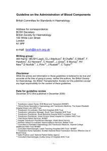 Guideline on the Administration of Blood Components