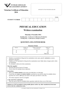 2014 Physical Education Written examination