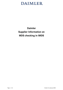 Daimler Supplier information on MDS checking V2 0