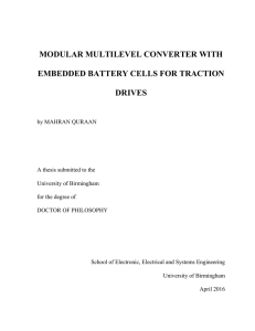 Modular multilevel converter with embedded battery cells for traction