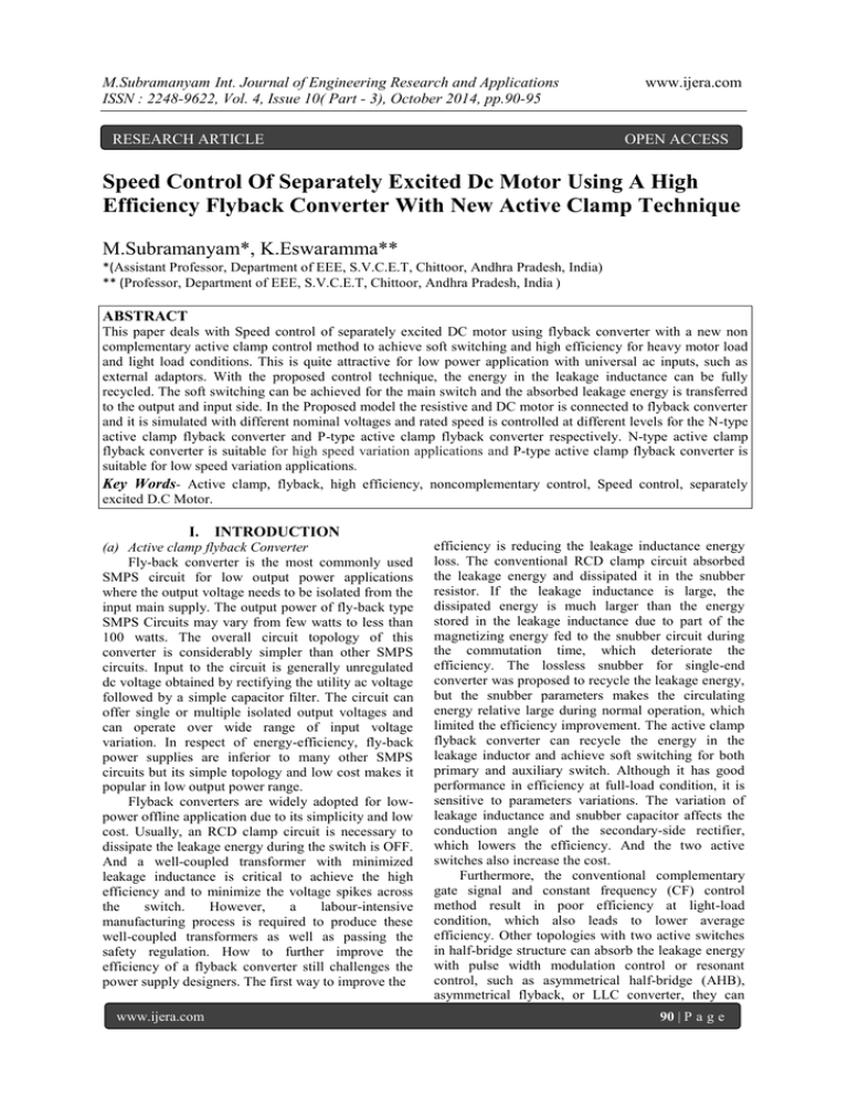 Speed Control Of Separately Excited Dc Motor Using A High