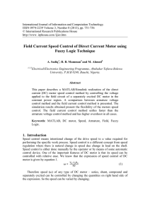 Field Current Speed Control of Direct Current Motor using Fuzzy