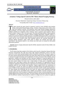 Armature Voltage Speed Control of DC Motors Based Foraging