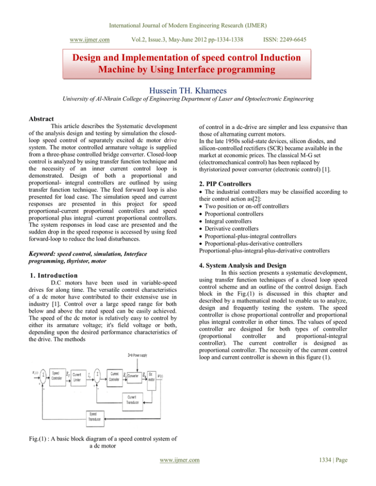 Design and Implementation of speed control Induction