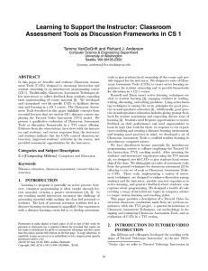 Learning to Support the Instructor: Classroom Assessment Tools as