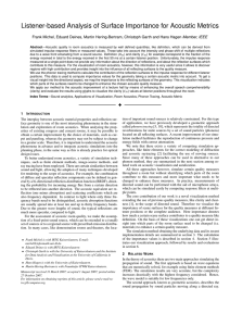 Listener-based Analysis of Surface Importance for Acoustic Metrics