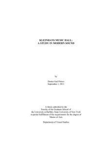 A HISTORY OF THE ACOUSTICS OF KLEINHANS MUSIC HALL,