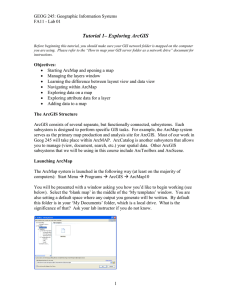 Tutorial 1– Exploring ArcGIS