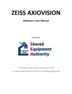 ZEISS AXIOVISION Software`s User Manual