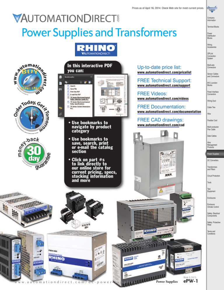 RHINO AUTOMATION DIRECT   PSP12-DC24-2  INDUSTRIAL  DC POWER SUPPLY 12 VDC 
