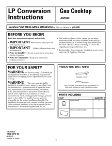 LP Conversion Gas Cooktop Instructions