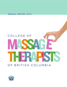 2014 CMTBC Annual Report - College of Massage Therapists of BC