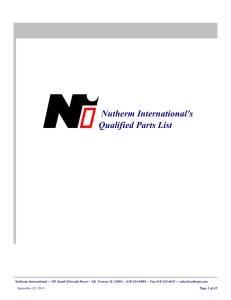 Nutherm International`s Qualified Parts List