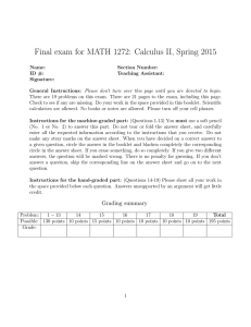 Final exam for MATH 1272: Calculus II, Spring 2015