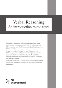 Verbal Reasoning - North Yorkshire County Council