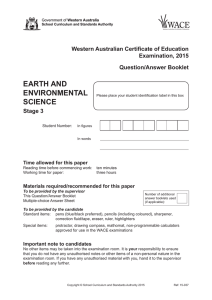 earth and environmental science - WACE