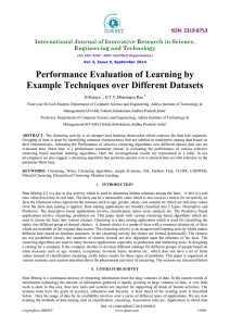 Performance Evaluation of Learning by Example