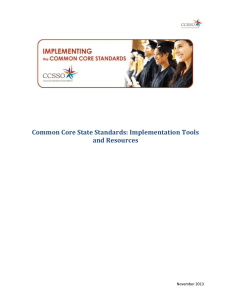 Common Core State Standards: Implementation Tools and Resources