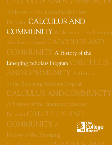 Calculus and Community: A History of the Emerging