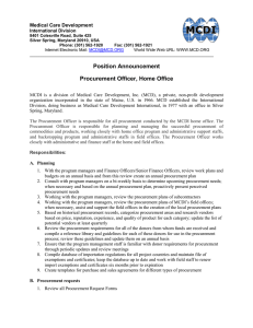 Position Announcement Procurement Officer, Home Office