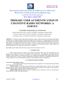 primary user authentication in cognitive radio networks