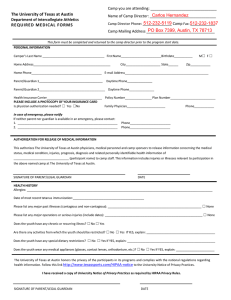 The University of Texas at Austin REQUIRED MEDICAL FORMS PO