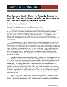 Ohio Supreme Court – Claims for Property Damage to Insured`s